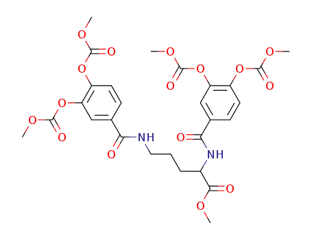 Molecular Structure of 897932-05-7 (2,5-bis-(3,4-bis-methoxycarbonyloxy-benzoylamino)-pentanoic acid methyl ester)