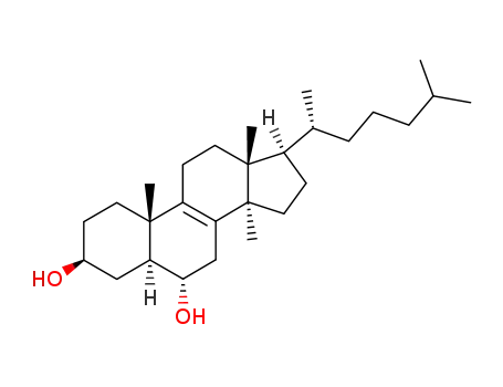 Molecular Structure of 2126-69-4 (14-Methyl-5α-cholest-8-ene-3β,6α-diol)