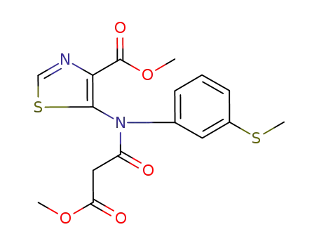 Molecular Structure of 915720-95-5 (5-[methoxycarbonylacetyl-(3-methylsulfanyl-phenyl)-amino]-thiazole-4-carboxylic acid methyl ester)