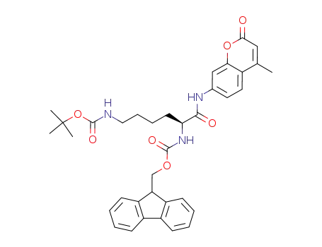 Molecular Structure of 263368-34-9 ((9H-fluoren-9-yl)methyl-tert-butyl (6-((4-methyl-2-oxo-2H-chromen-7-yl)amino)-6-oxohexane-1,5-diyl)-(S)-dicarbamate)