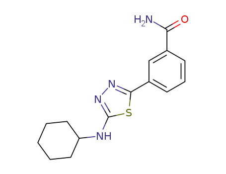 Molecular Structure of 773056-98-7 (3-(5-cyclohexylamino-[1,3,4]thiadiazol-2-yl)-benzamide)