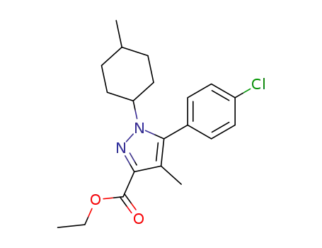 Molecular Structure of 680187-03-5 (1H-Pyrazole-3-carboxylic acid,
5-(4-chlorophenyl)-4-methyl-1-(4-methylcyclohexyl)-, ethyl ester)