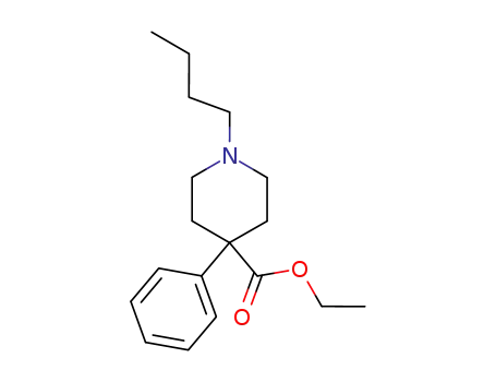 Molecular Structure of 59962-59-3 (4-Piperidinecarboxylic acid, 1-butyl-4-phenyl-, ethyl ester)
