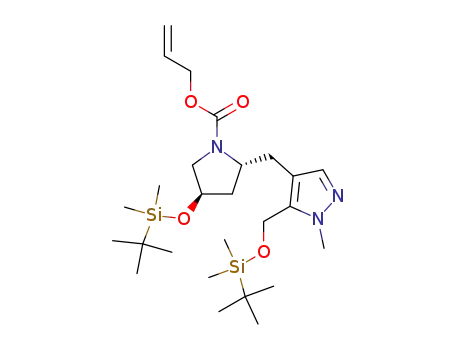 (2R,4R)-4-(tert-Butyl-dimethyl-silanyloxy)-2-[5-(tert-butyl-dimethyl-silanyloxymethyl)-1-methyl-1H-pyrazol-4-ylmethyl]-pyrrolidine-1-carboxylic acid allyl ester