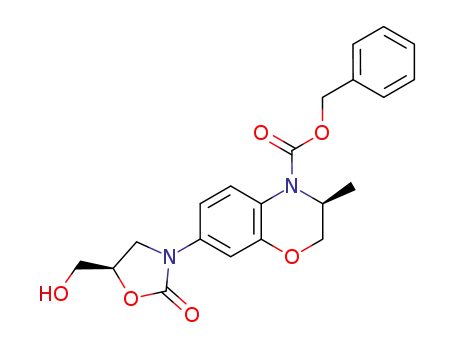 4H-1,4-Benzoxazine-4-carboxylic acid,
2,3-dihydro-7-[(5R)-5-(hydroxymethyl)-2-oxo-3-oxazolidinyl]-3-methyl-,
phenylmethyl ester, (3S)-