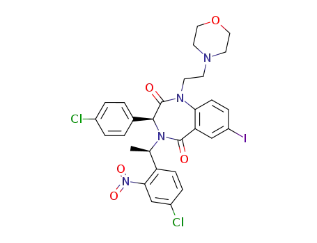 4-[1-(4-chloro-2-nitro-phenyl)-ethyl]-3-(4-chloro-phenyl)-7-iodo-1-(2-morpholin-4-yl-ethyl)-3,4-dihydro-1<i>H</i>-benzo[<i>e</i>][1,4]diazepine-2,5-dione