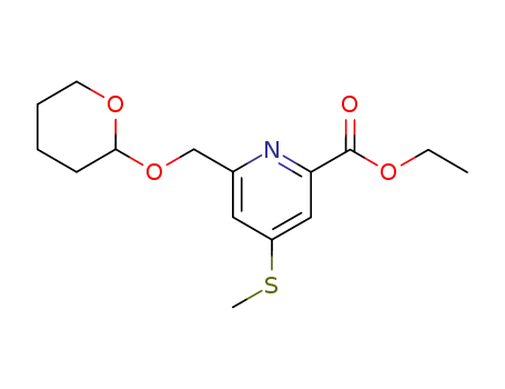 Molecular Structure of 693225-80-8 (4-methylsulfanyl-6-(tetrahydro-pyran-2-yloxymethyl)-pyridine-2-carboxylic acid ethyl ester)