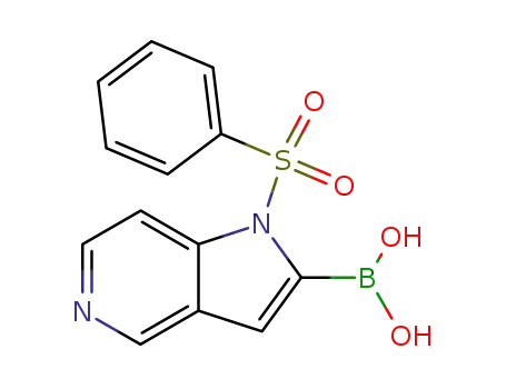 Molecular Structure of 877060-46-3 (1-(Phenylsulfonyl)-1H-pyrrolo[3,2-c]pyridine-2-ylboronic acid)