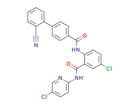 Molecular Structure of 679407-02-4 (2'-cyano-biphenyl-4-carboxylic acid [4-chloro-2-(5-chloro-pyridin-2-ylcarbamoyl)-phenyl]-amide)