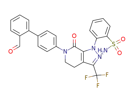 Molecular Structure of 915306-34-2 (2-[6-(2'-formyl-biphenyl-4-yl)-7-oxo-3-trifluoromethyl-4,5,6,7-tetrahydro-pyrazolo[3,4-<i>c</i>]pyridin-1-yl]-benzenesulfonamide)