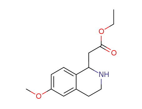 Molecular Structure of 92501-46-7 (1-Isoquinolineacetic  acid,1,2,3,4-tetrahydro-6-methoxy-,ethyl  ester)