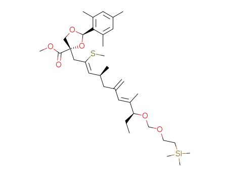 (2R,4S)-4-[(2Z,7E)-(4S,9S)-4,8-Dimethyl-6-methylene-2-methylsulfanyl-9-(2-trimethylsilanyl-ethoxymethoxy)-undeca-2,7-dienyl]-2-(2,4,6-trimethyl-phenyl)-[1,3]dioxolane-4-carboxylic acid methyl ester