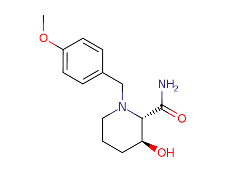 Molecular Structure of 746663-38-7 ((2S,3S)-2-aminocarbonyl-3-hydroxy-1-(4-methoxybenzyl)piperidine)