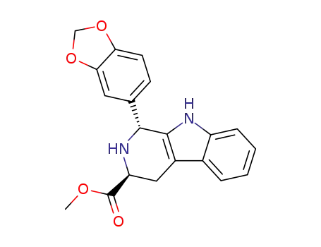 Molecular Structure of 171596-44-4 ((1R,3S)-1-(1,3-Benzodioxol-5-yl)-2,3,4,9-tetrahydro-1H-pyrido[3,4-b]indole-3-carboxylic Acid Methyl Ester)