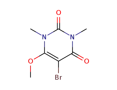 Molecular Structure of 851608-69-0 (2,4(1H,3H)-Pyrimidinedione, 5-bromo-6-methoxy-1,3-dimethyl-)