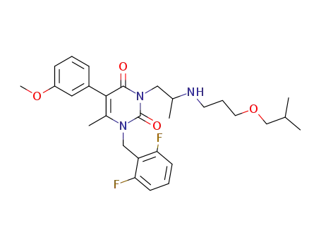 1-(2,6-difluoro-benzyl)-3-[2-(3-isobutoxy-propylamino)-propyl]-5-(3-methoxy-phenyl)-6-methyl-1<i>H</i>-pyrimidine-2,4-dione