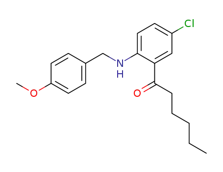 Molecular Structure of 903594-24-1 (1-[5-chloro-2-(4-methoxy-benzylamino)-phenyl]-hexan-1-one)