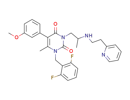 1-(2,6-difluoro-benzyl)-5-(3-methoxy-phenyl)-6-methyl-3-[2-(2-pyridin-2-yl-ethylamino)-propyl]-1<i>H</i>-pyrimidine-2,4-dione