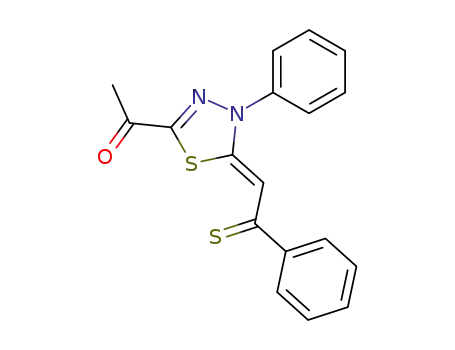5-acetyl-2,3-dihydro-3-phenyl-2-<(thiobenzoyl)methylene>-1,3,4-thiadiazole