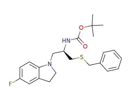 Carbamic acid,
[(1R)-1-[(5-fluoro-2,3-dihydro-1H-indol-1-yl)methyl]-2-[(phenylmethyl)thio
]ethyl]-, 1,1-dimethylethyl ester