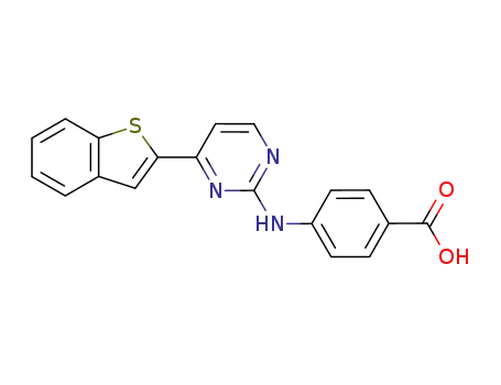 Molecular Structure of 873225-30-0 (Benzoic acid, 4-[(4-benzo[b]thien-2-yl-2-pyrimidinyl)amino]-)