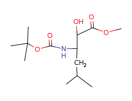Molecular Structure of 73397-32-7 (Hexanoic acid,
3-[[(1,1-dimethylethoxy)carbonyl]amino]-2-hydroxy-5-methyl-, methyl
ester, (2R,3S)-)