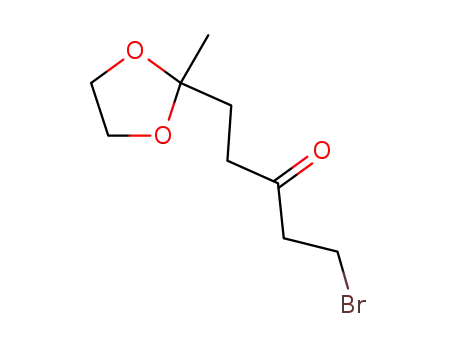 Molecular Structure of 601495-09-4 (3-Pentanone, 1-bromo-5-(2-methyl-1,3-dioxolan-2-yl)-)
