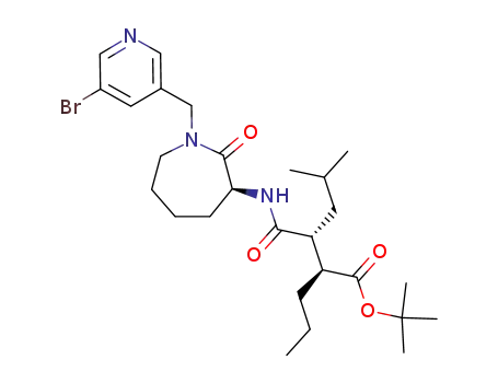 Molecular Structure of 258870-64-3 ((2S,3R)-3-[(S)-1-(5-Bromo-pyridin-3-ylmethyl)-2-oxo-azepan-3-ylcarbamoyl]-5-methyl-2-propyl-hexanoic acid tert-butyl ester)