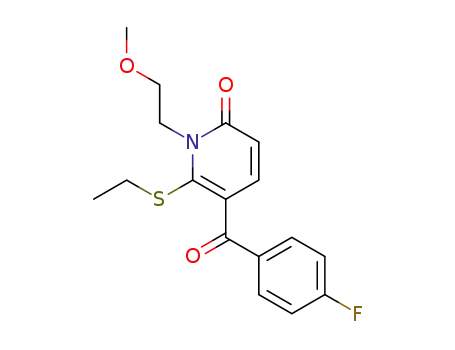 Molecular Structure of 874195-41-2 (2(1H)-Pyridinone, 6-(ethylthio)-5-(4-fluorobenzoyl)-1-(2-methoxyethyl)-)