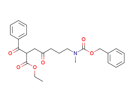 Molecular Structure of 870272-40-5 (Benzenepropanoic acid,
a-[5-[methyl[(phenylmethoxy)carbonyl]amino]-2-oxopentyl]-b-oxo-, ethyl
ester)