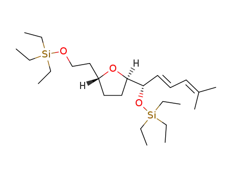 Molecular Structure of 537007-49-1 (Silane,
triethyl[[(1S,2E)-5-methyl-1-[(2R,5R)-tetrahydro-5-[2-[(triethylsilyl)oxy]eth
yl]-2-furanyl]-2,4-hexadienyl]oxy]-)
