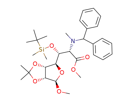 (2S,3R)-2-(Benzhydryl-methyl-amino)-3-(tert-butyl-dimethyl-silanyloxy)-3-((3aR,4S,6R,6aR)-6-methoxy-2,2-dimethyl-tetrahydro-furo[3,4-d][1,3]dioxol-4-yl)-propionic acid methyl ester