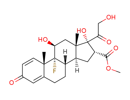 Molecular Structure of 191999-13-0 (Pregna-1,4-diene-16-carboxylic acid,9-fluoro-11,17,21-trihydroxy-3,20- dioxo-,methyl ester,(11â,16R)- )