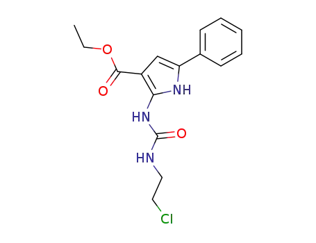 Molecular Structure of 873192-78-0 (1H-Pyrrole-3-carboxylic acid,
2-[[[(2-chloroethyl)amino]carbonyl]amino]-5-phenyl-, ethyl ester)