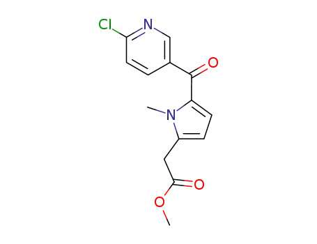 Molecular Structure of 617721-18-3 (1H-Pyrrole-2-acetic acid, 5-[(6-chloro-3-pyridinyl)carbonyl]-1-methyl-,
methyl ester)