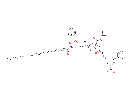 Molecular Structure of 864531-16-8 (2-{[3-(acetyl-benzoyloxy-amino)-propylcarbamoyl]-methyl}-<i>N</i>-[3-(benzoyloxy-octadec-2-enoyl-amino)-propyl]-2-hydroxy-succinamic acid <i>tert</i>-butyl ester)