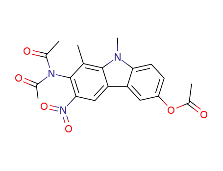 Molecular Structure of 832723-91-8 (Acetamide,
N-acetyl-N-[6-(acetyloxy)-1,9-dimethyl-3-nitro-9H-carbazol-2-yl]-)