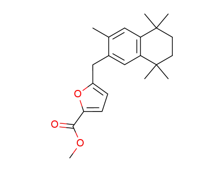 Molecular Structure of 263854-26-8 (methyl 5-[(3,5,5,8,8-pentamethyl-5,6,7,8-tetrahydro-2-naphthalenyl)-methyl]-2-furoate)