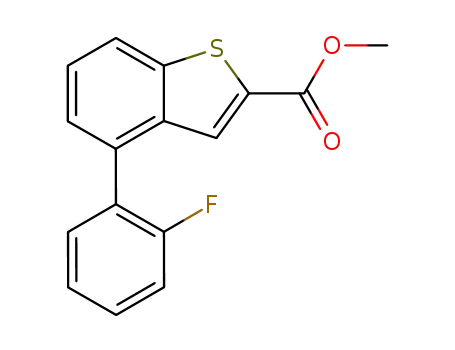 Molecular Structure of 861218-13-5 (4-(2-fluoro-phenyl)-benzo[<i>b</i>]thiophene-2-carboxylic acid methyl ester)