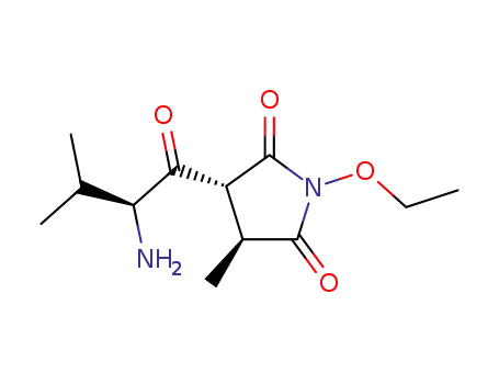 Molecular Structure of 844678-66-6 (2,5-Pyrrolidinedione,
3-[(2S)-2-amino-3-methyl-1-oxobutyl]-1-ethoxy-4-methyl-, (3R,4S)-)