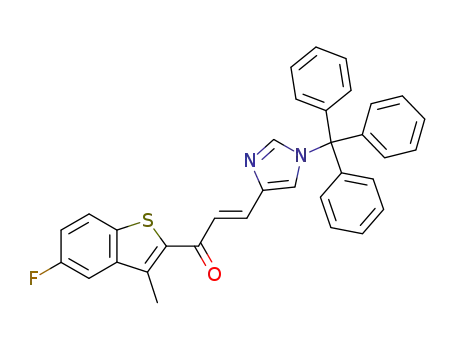 Molecular Structure of 212078-55-2 ((E)-1-(5-fluoro-3-methylbenzo[b]thiophen-2-yl)-3-(1-triphenylmethyl-1H-imidazol-4-yl)-2-propen-1-one)