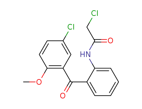 Molecular Structure of 474088-45-4 (2-chloro-<i>N</i>-[2-(5-chloro-2-methoxy-benzoyl)-phenyl]-acetamide)