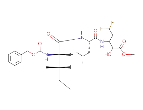 Molecular Structure of 438202-63-2 (3-[(S)-2-((2S,3S)-2-Benzyloxycarbonylamino-3-methyl-pentanoylamino)-4-methyl-pentanoylamino]-5,5-difluoro-2-hydroxy-pentanoic acid methyl ester)