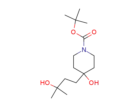 Molecular Structure of 374794-93-1 (1-Piperidinecarboxylic acid, 4-hydroxy-4-(3-hydroxy-3-methylbutyl)-,
1,1-dimethylethyl ester)