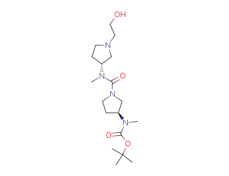 Molecular Structure of 848464-75-5 (Carbamic acid,
[(3S)-1-[[[(3R)-1-(2-hydroxyethyl)-3-pyrrolidinyl]methylamino]carbonyl]-3-
pyrrolidinyl]methyl-, 1,1-dimethylethyl ester)