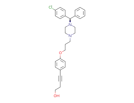 Molecular Structure of 299461-37-3 (4-[4-(3-{4-[(R)-(4-Chloro-phenyl)-phenyl-methyl]-piperazin-1-yl}-propoxy)-phenyl]-but-3-yn-1-ol)