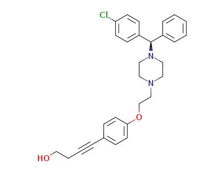 Molecular Structure of 299461-26-0 (4-[4-(2-{4-[(R)-(4-Chloro-phenyl)-phenyl-methyl]-piperazin-1-yl}-ethoxy)-phenyl]-but-3-yn-1-ol)