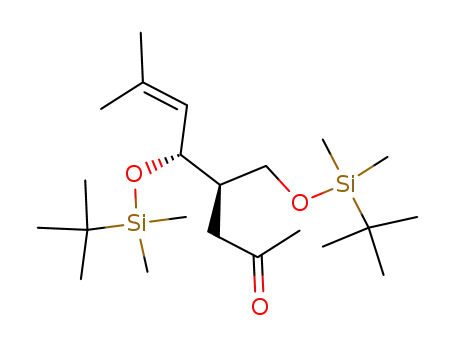 Molecular Structure of 843613-25-2 (6-Octen-2-one,
5-[[(1,1-dimethylethyl)dimethylsilyl]oxy]-4-[[[(1,1-dimethylethyl)dimethylsil
yl]oxy]methyl]-7-methyl-, (4R,5R)-)