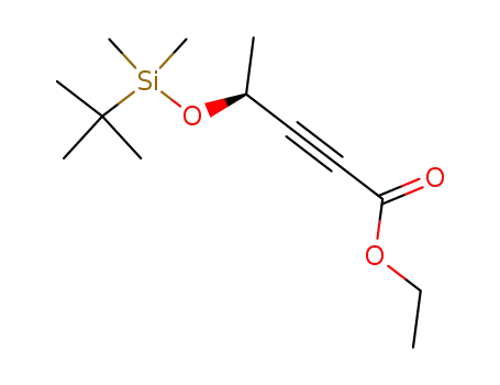 Molecular Structure of 645751-99-1 (2-Pentynoic acid, 4-[[(1,1-dimethylethyl)dimethylsilyl]oxy]-, ethyl ester,
(4S)-)
