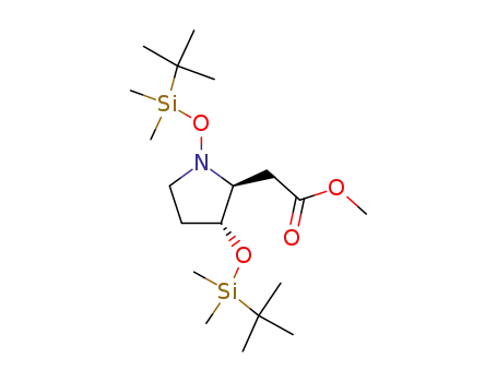 Molecular Structure of 207113-34-6 ([(2S,3R)-1,3-Bis-(tert-butyl-dimethyl-silanyloxy)-pyrrolidin-2-yl]-acetic acid methyl ester)
